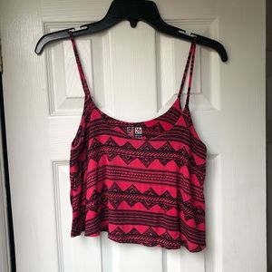 PacSun Tribal print flowy noodle strap crop top